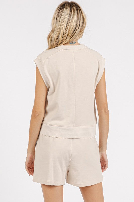 Mittoshop French Terry Crew Neck Top and Shorts Set
