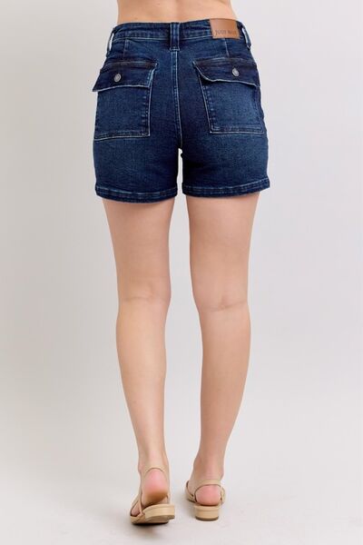 Judy Blue Full Size High Waist Back Flap Pocket Denim Shorts Plus Size