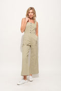 And The Why Square Neck Button Down Cropped Wide Leg Jumpsuit