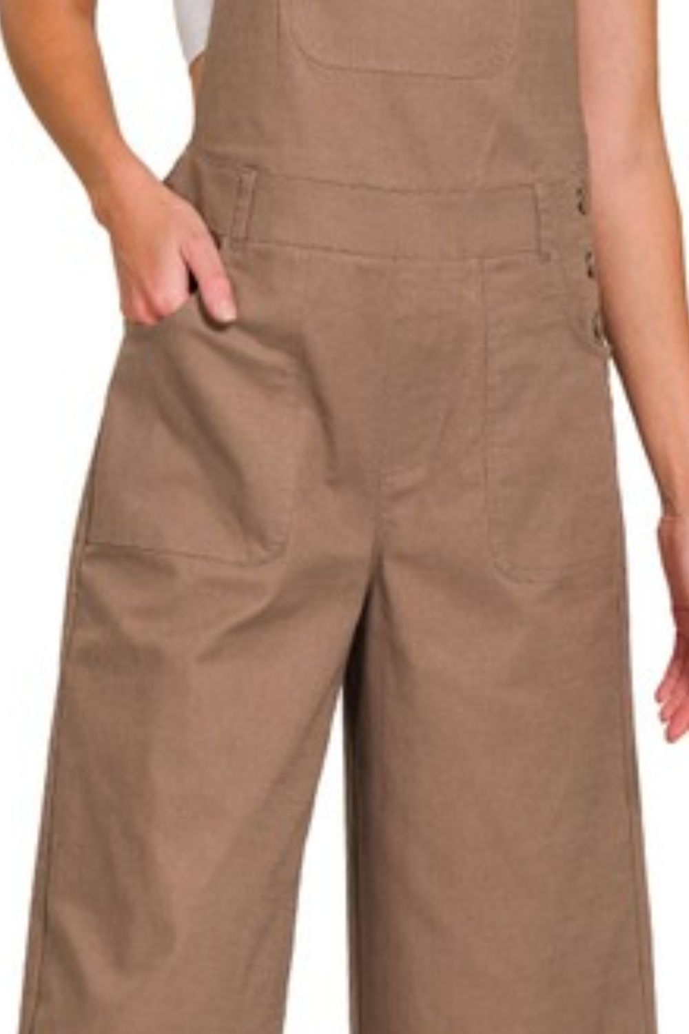 Zenana Woven Spaghetti Strap Overalls