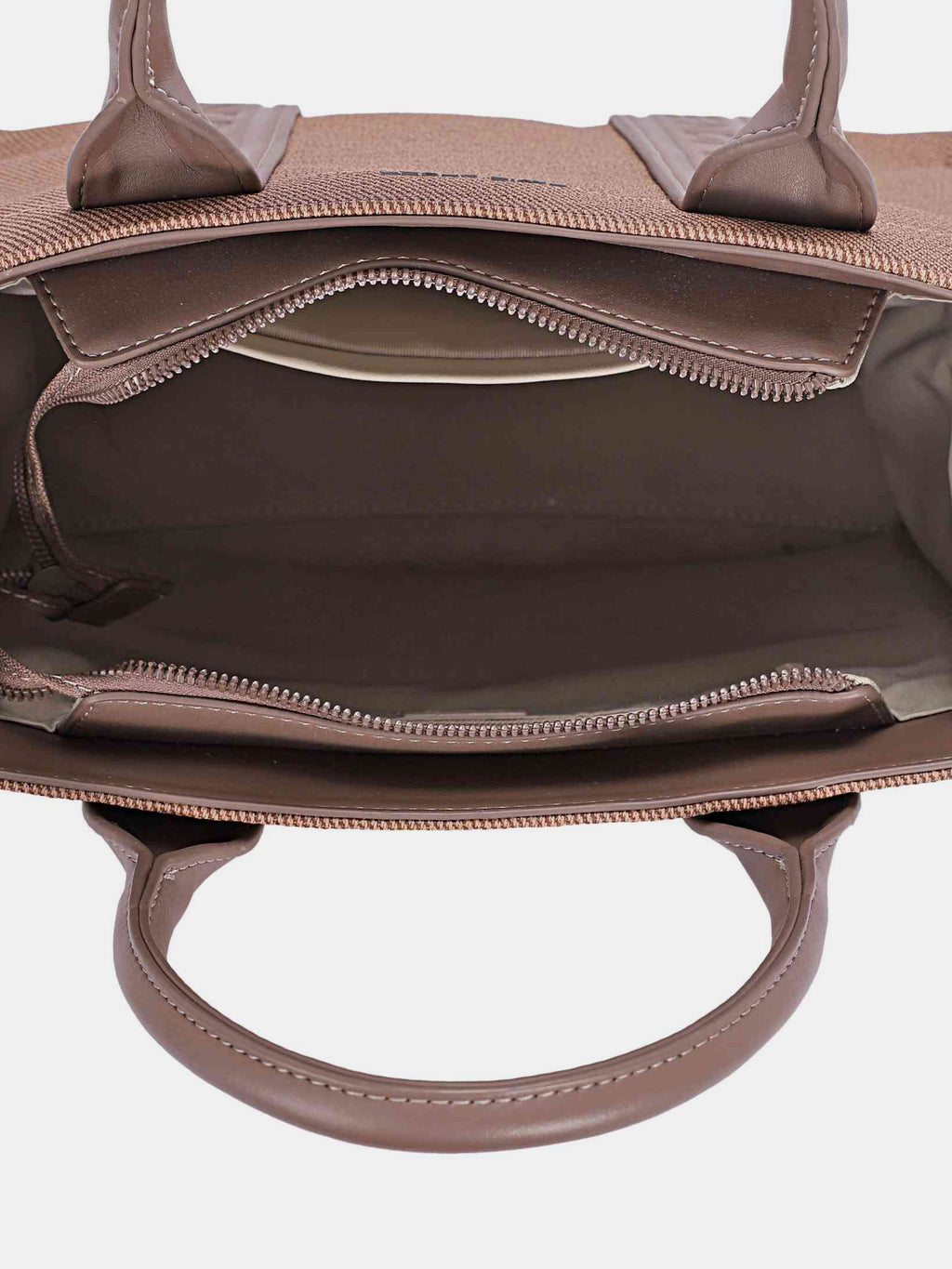 David Jones Canvas Tote Handbag with Contrast Leather Handles