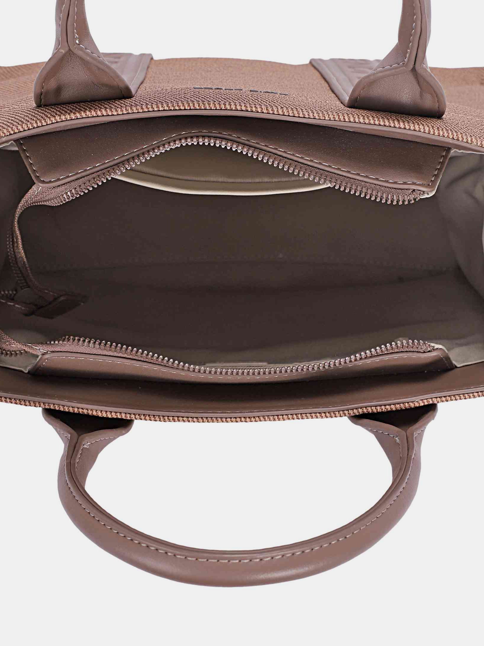 David Jones Canvas Tote Handbag with Contrast Leather Handles