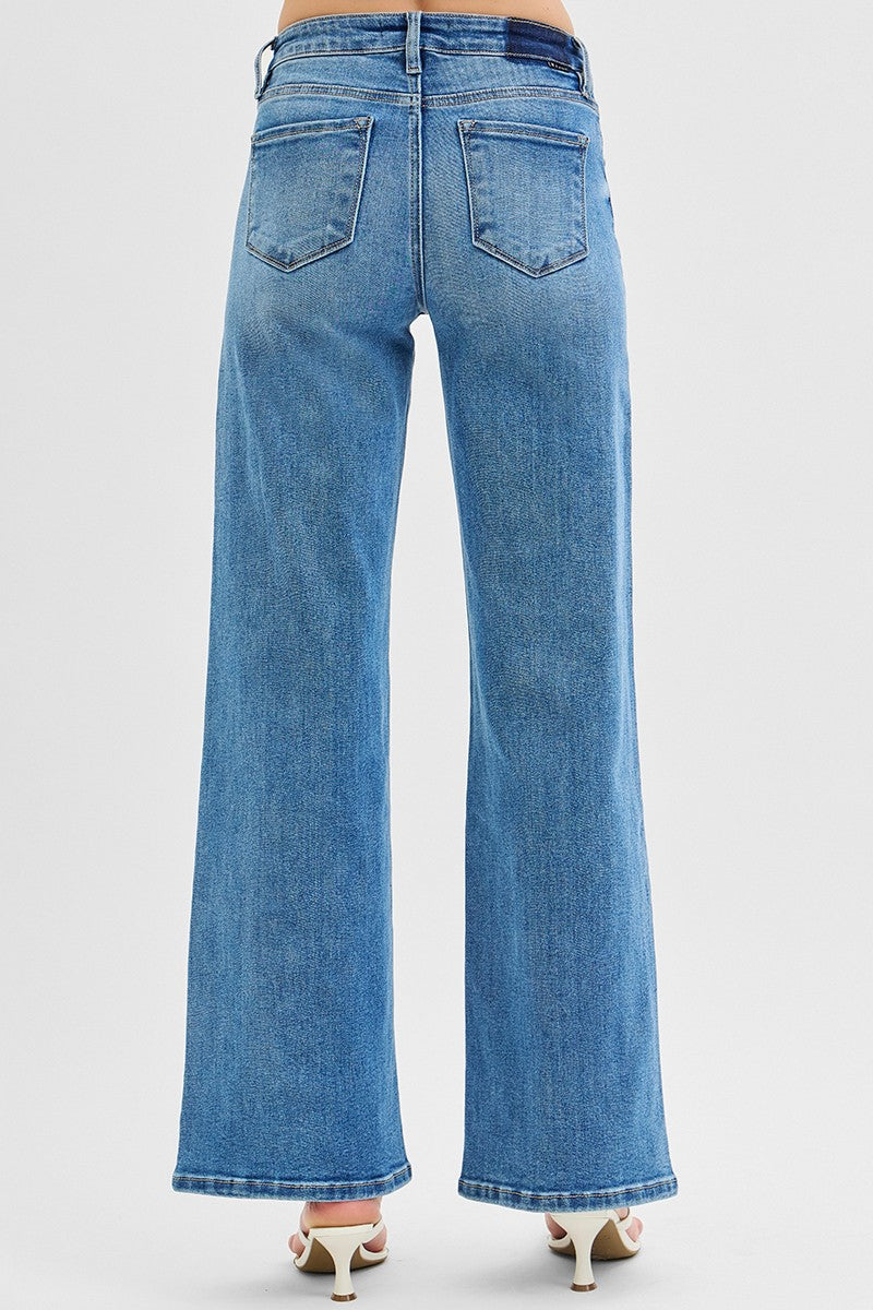 RISEN Full Size Low Rise Wide Leg Jeans Plus Size