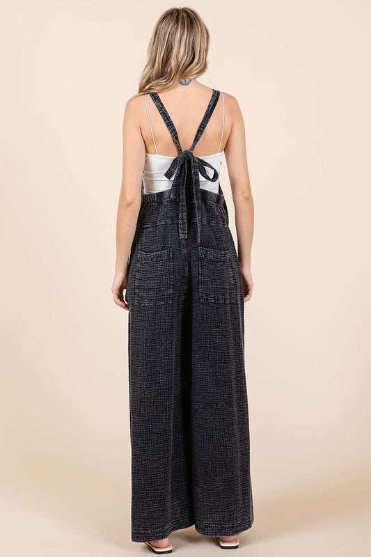 Mittoshop Textured Wide Leg Overalls