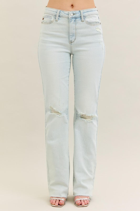 Judy Blue Full Size Destroy & Fray Hem Bootcut Jeans Plus Size