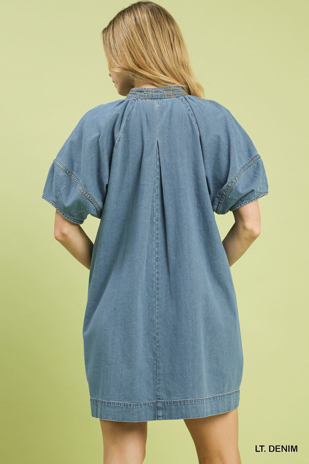Umgee Denim Mini Dress with Contrast Thread