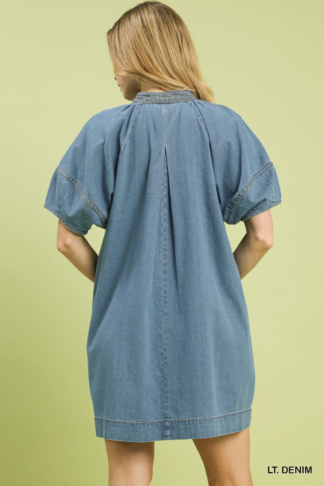 Umgee Denim Mini Dress with Contrast Thread