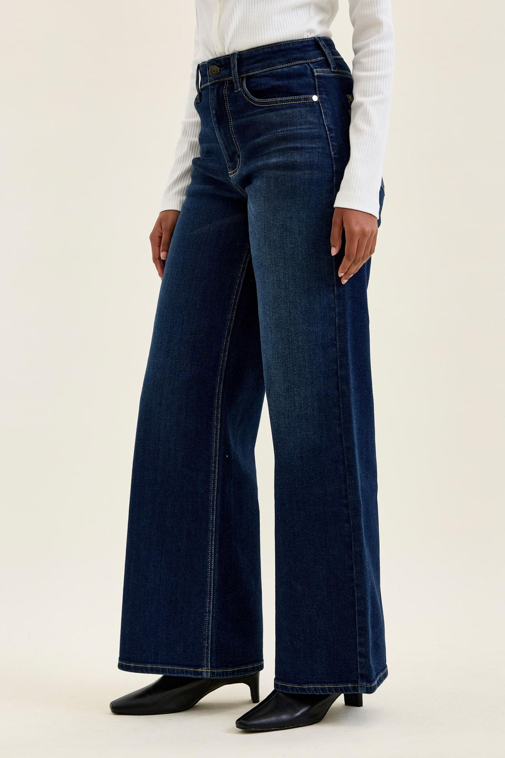 Judy Blue High-Waisted Wide-Leg Dark Wash Jeans