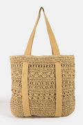 Fame Large Straw Braided Tote Bag with Hat Holder
