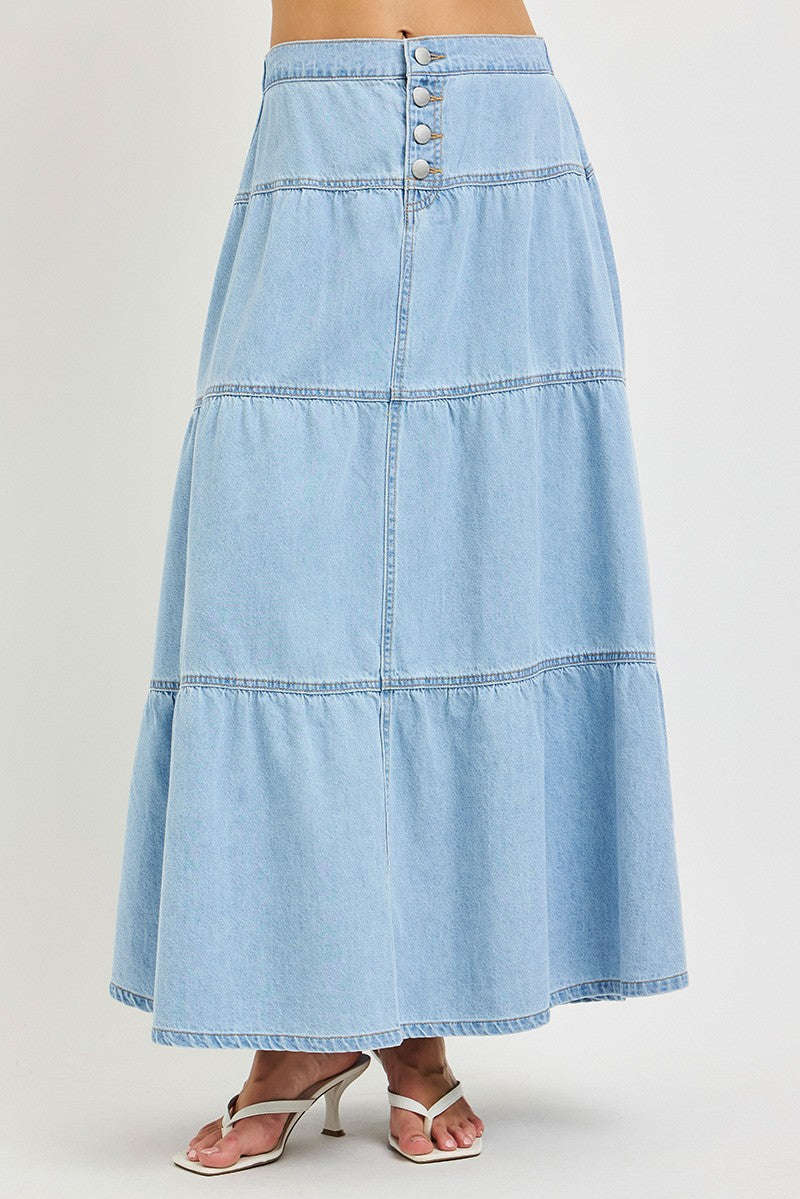 RISEN High Rise Ruffle Long Skirts