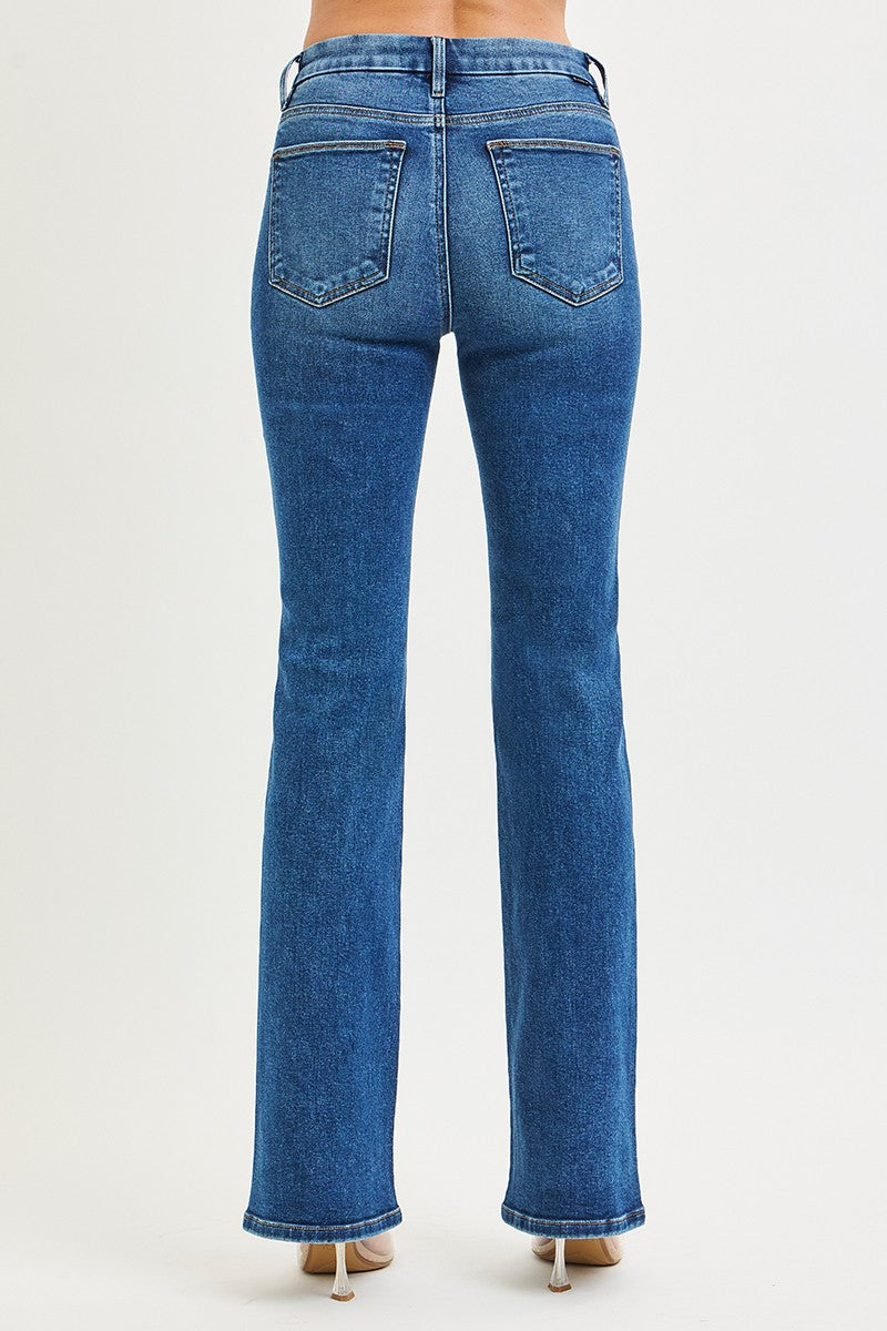 RISEN High Rise  Bootcut Jeans With Distressed Details