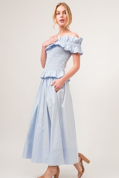 And The Why A-line Flowing Elastic Back Midi Skirt