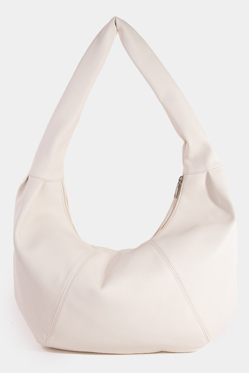 Fame Panel Stitch Crescent Leather Shoulder Bag