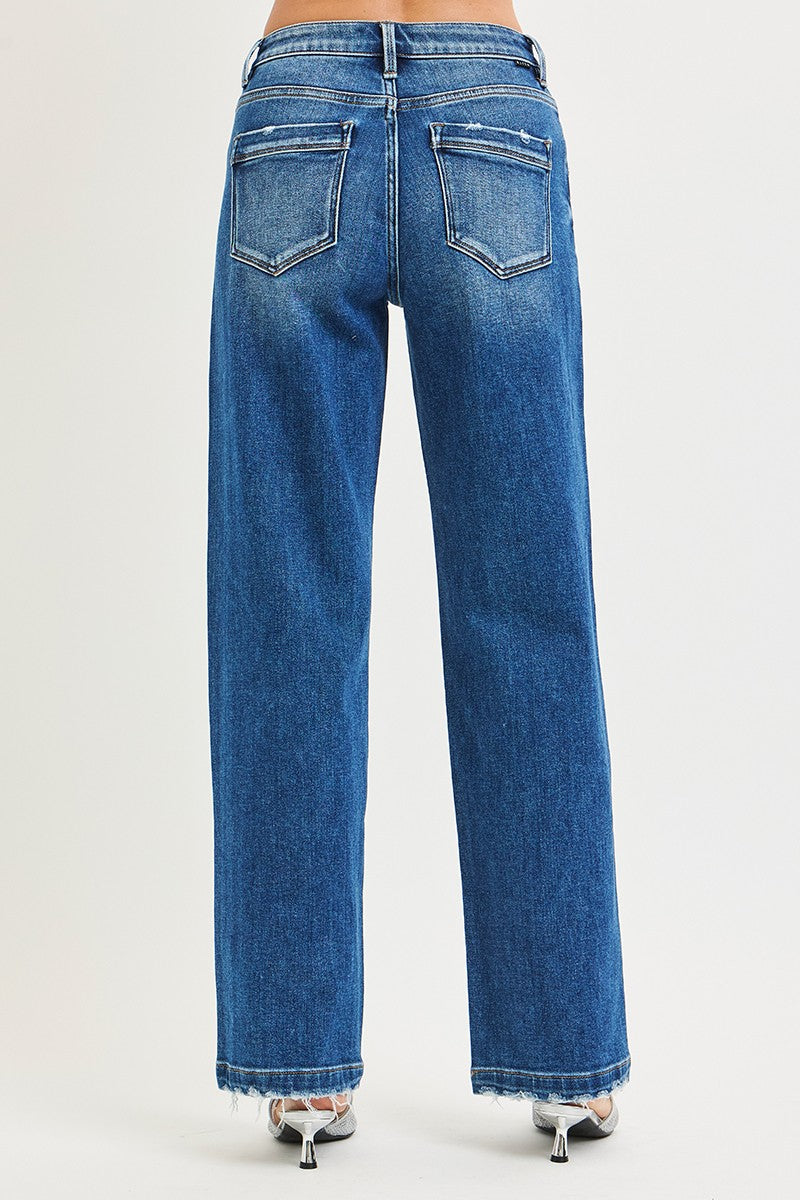 RISEN Full Size Slouchy Baggy Jeans Pocket Side Seam Detail Plus Size