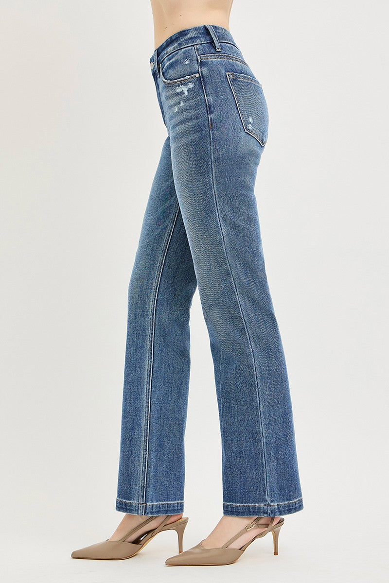 RISEN Tummy Control 4way Stretch Mid Rise Straight Crease Line