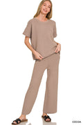 Zenana Viscose Round Neck Top & Pants Set