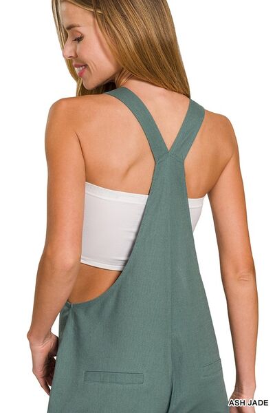 Zenana Woven Knot Strap Overalls