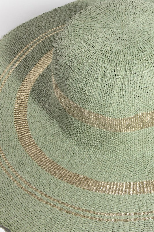 Fame Metallic Accent Trim Floppy Sun Hat