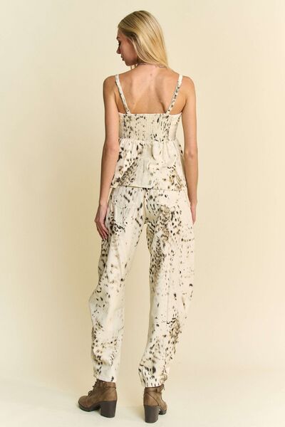 Davi & Dani Abstract Tie Dye Dot Lace Detail Barrel Pants