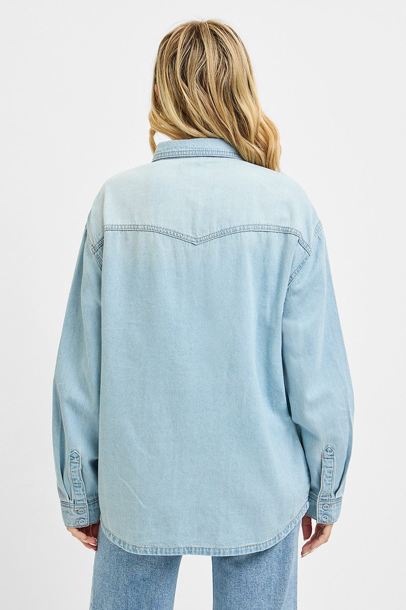 RISEN Western Yoke Style Relaxed Fit Denim Shirts