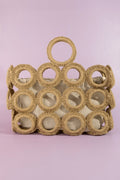 Fame Straw Round Pattern Mesh Hand Bag