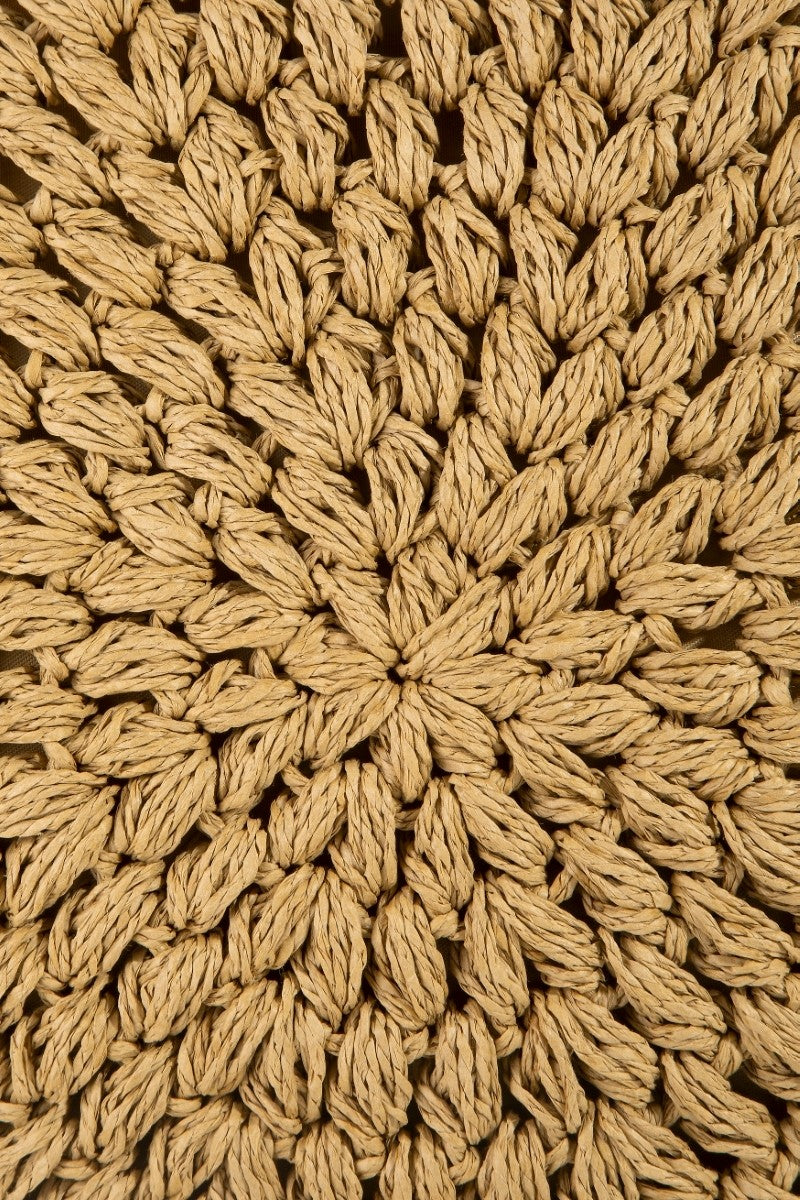 Fame Circle Handle Circle Straw Braided Hand Bag