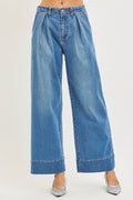 RISEN Slouchy Wide Leg Jeans With Pleats