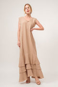 And The Why Washed Fringe Detail Tiered Dress