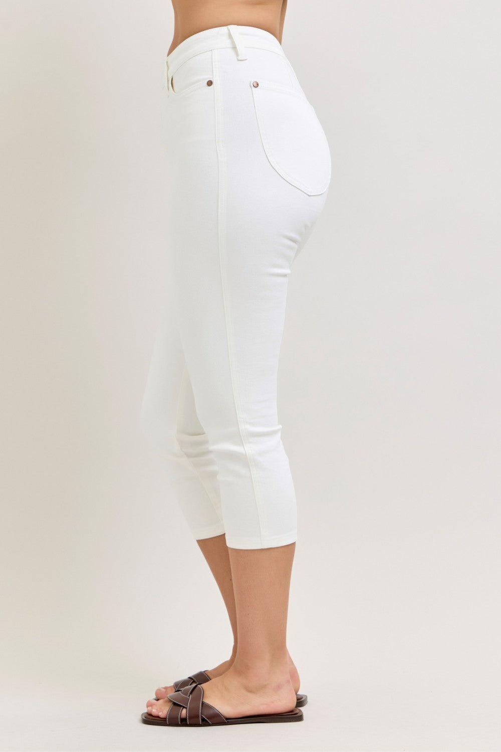 Judy Blue High Waist Extended Waistband Capri Pants with Spade Pockets