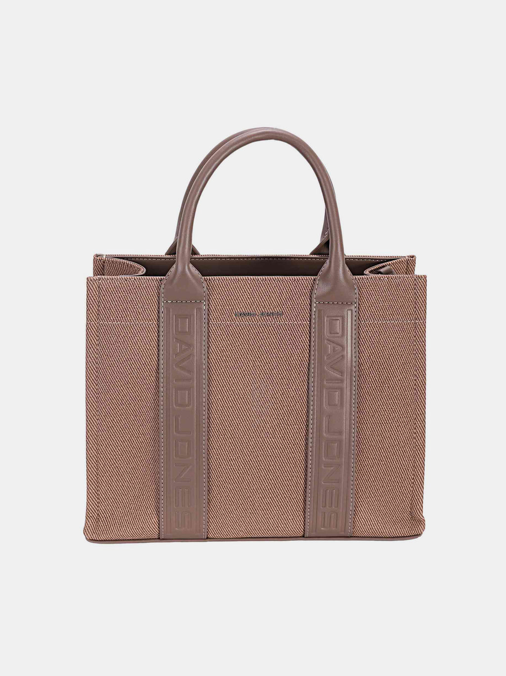 David Jones Canvas Tote Handbag with Contrast Leather Handles