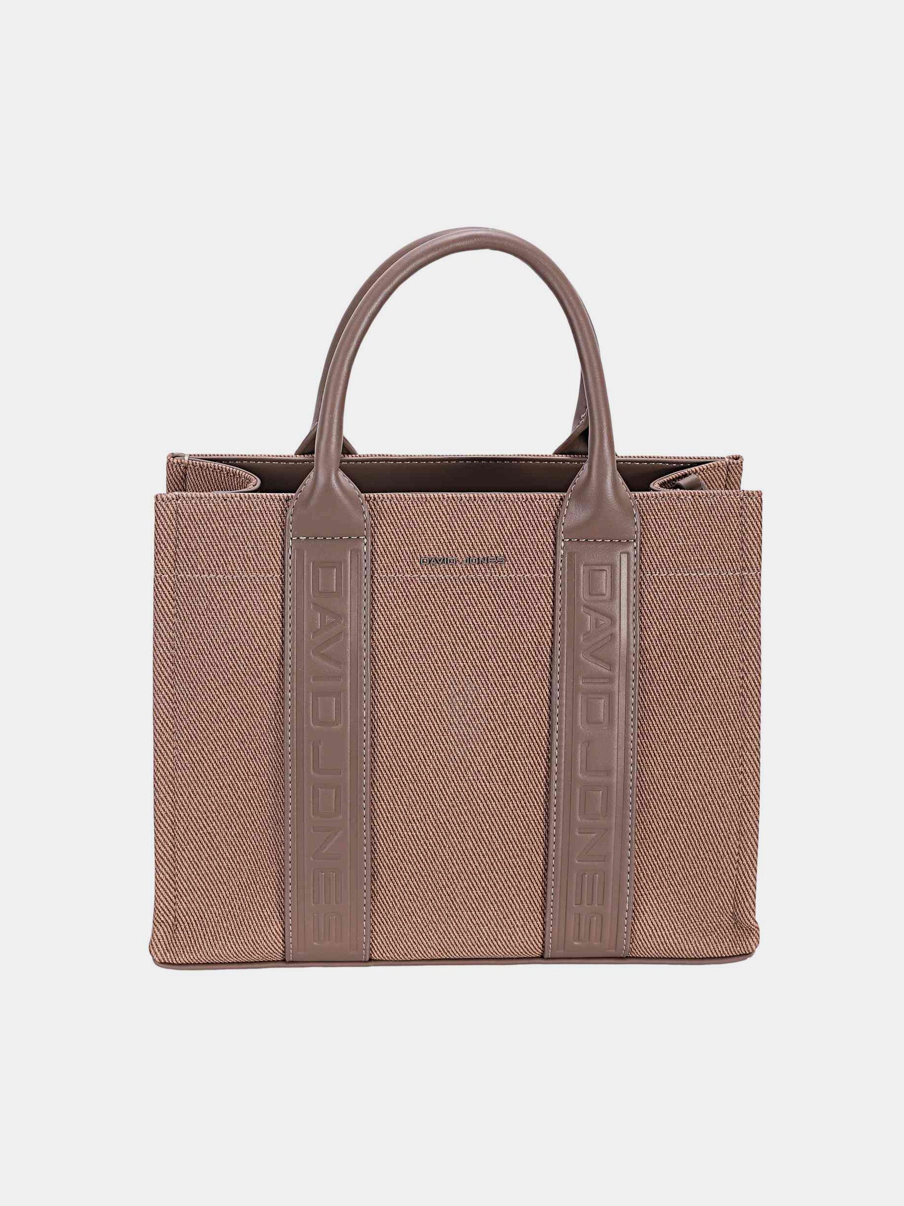David Jones Canvas Tote Handbag with Contrast Leather Handles