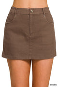 Zenana Cotton Twill Lined Mini Skirts