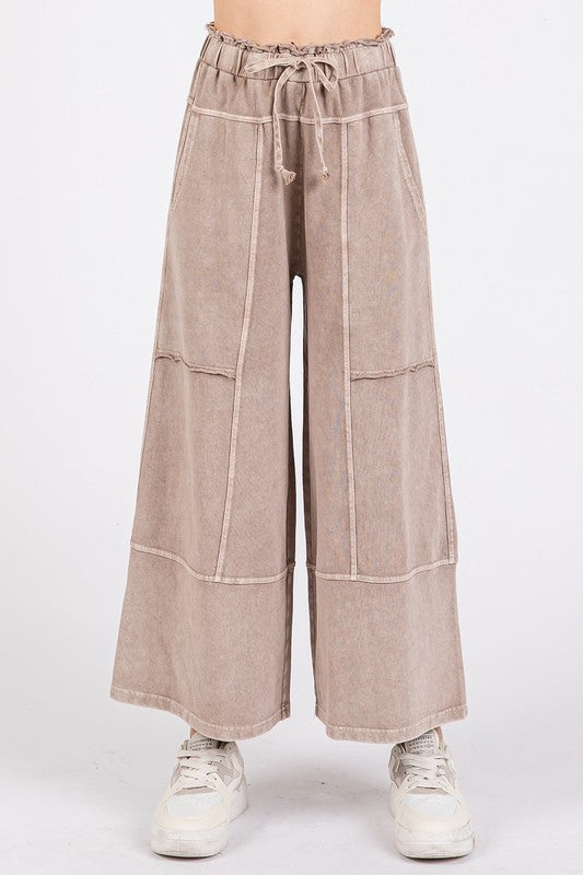 Mittoshop Mineral Wash Seam French Terry Wide Leg Pants