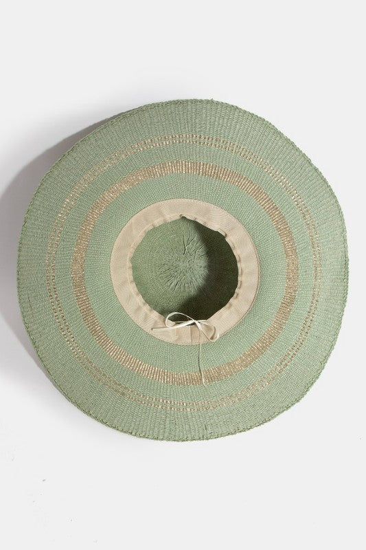 Fame Metallic Accent Trim Floppy Sun Hat