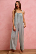 SO ME Wide Leg Lightweight Denim Overalls
