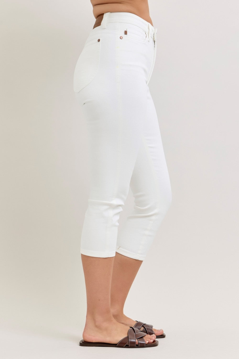 Judy Blue High Waist Extended Waistband Capri Pants with Spade Pockets