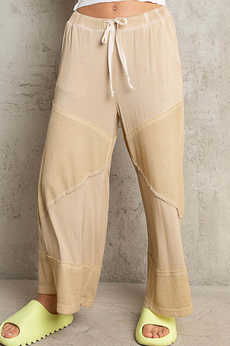 POL Elastic Waistband Wide Leg Pants with Drawstring