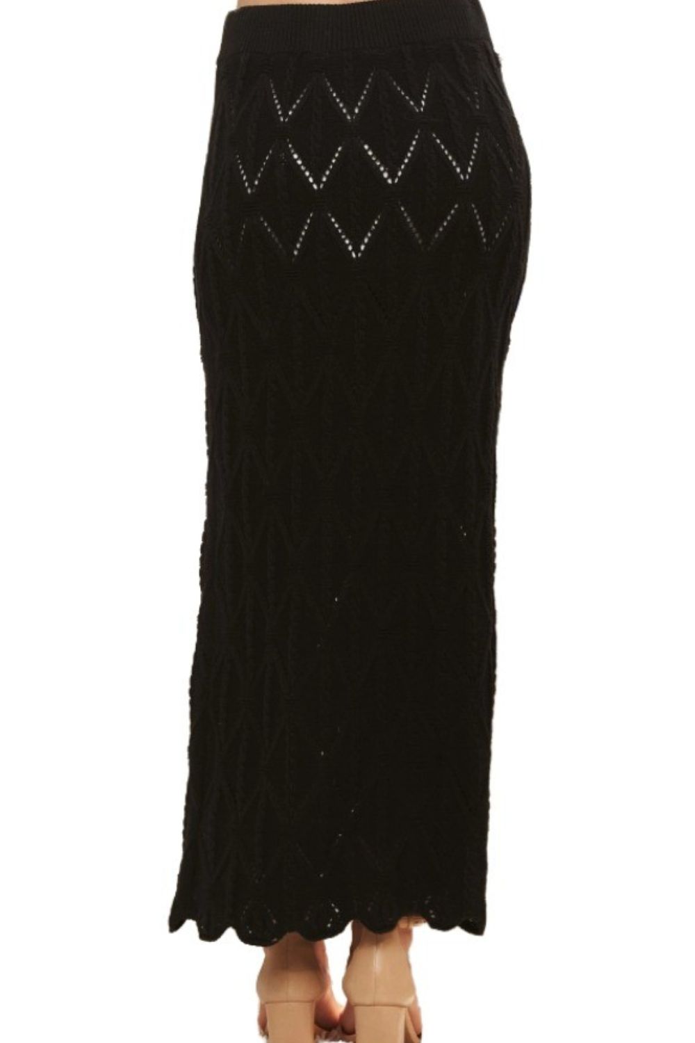 ADORA Scallop Trim Detail Knit Skirt
