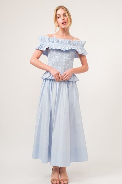 And The Why A-line Flowing Elastic Back Midi Skirt