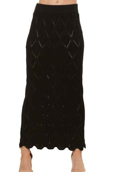 ADORA Scallop Trim Detail Knit Skirt