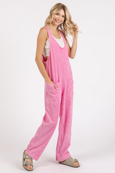 Mittoshop Mineral Wash Relaxed Fit Sleeveless Harem Jumpsuit