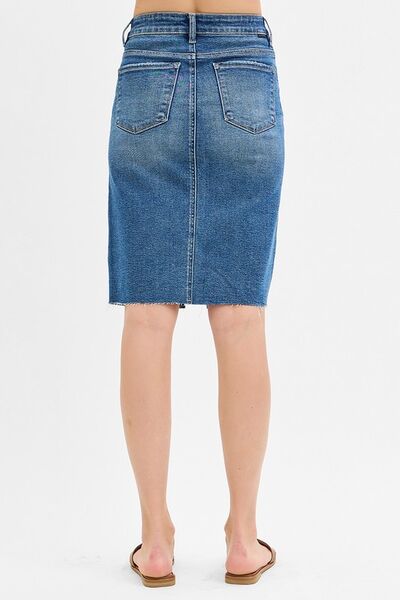 RISEN Full Size High Rise Front Slit Pencil Skirts Plus Size
