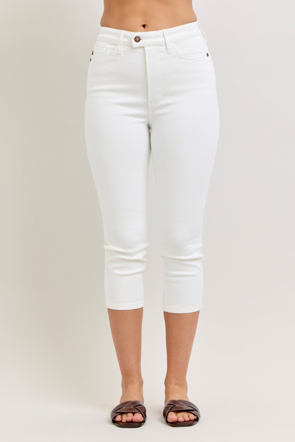 Judy Blue High Waist Extended Waistband Capri Pants with Spade Pockets