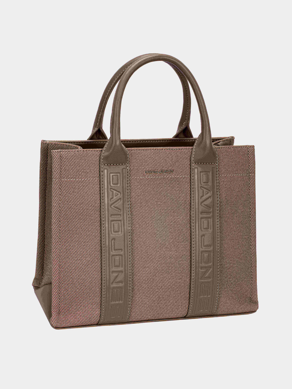 David Jones Canvas Tote Handbag with Contrast Leather Handles